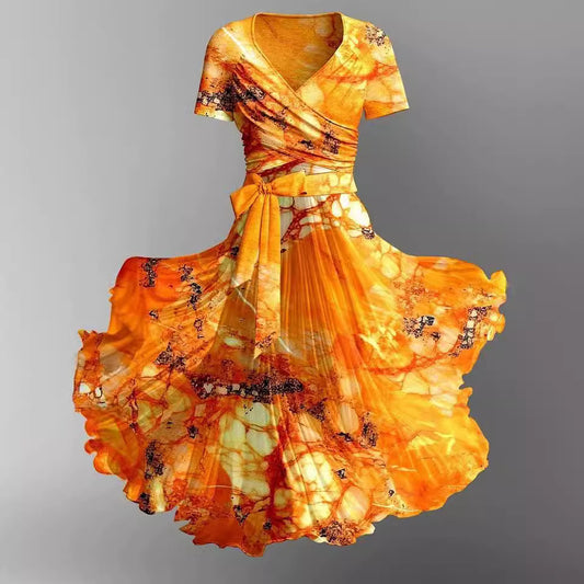 Women's Long Printed European And American Style Dress