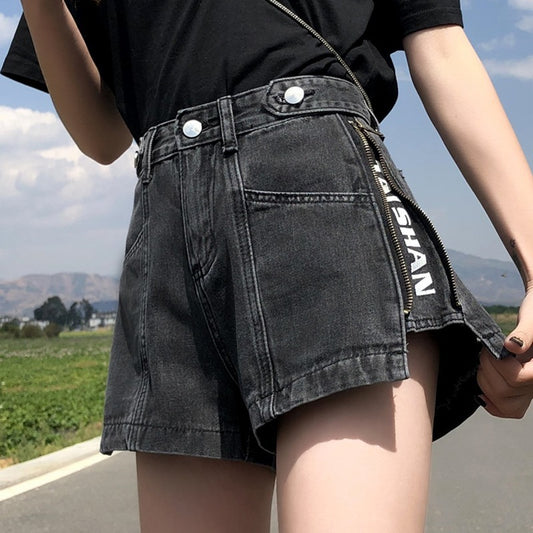 Thin High Waist Korean Style Small All-matching Denim Shorts