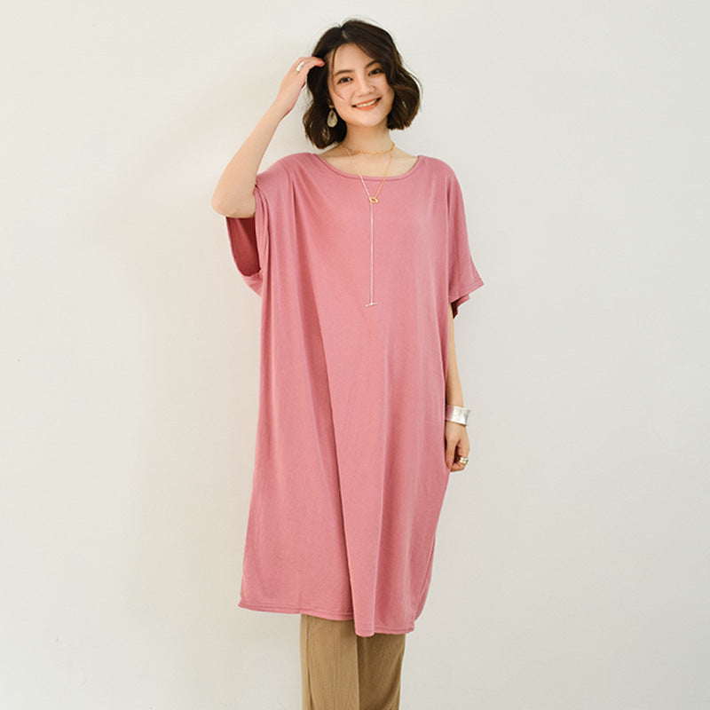 Crew-neck Batwing Sleeve Loose Dress