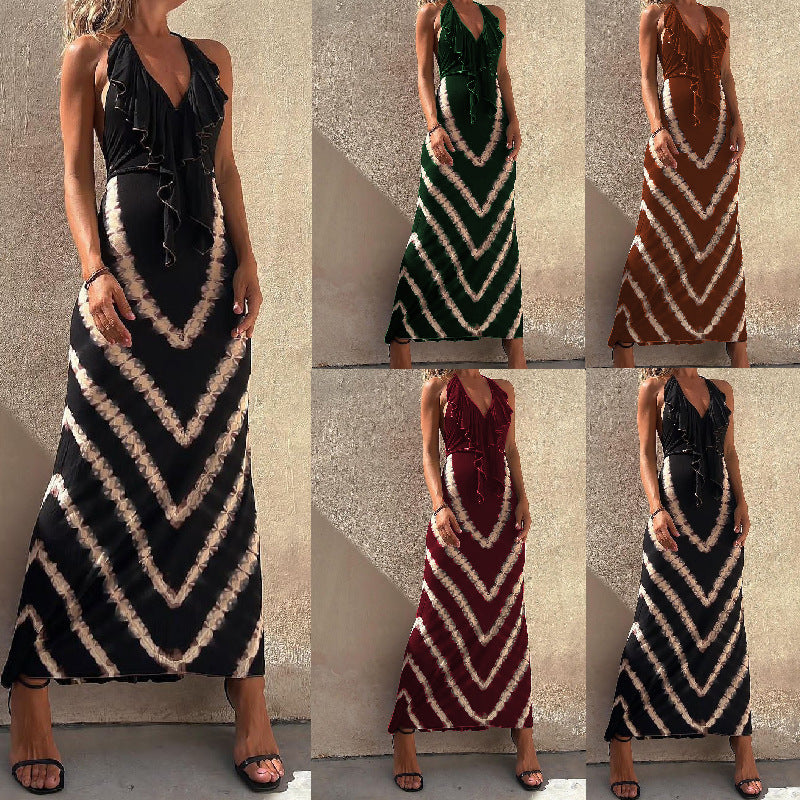 Women's Clothing Sexy Print Sleeveless V-neck A- Line Dress