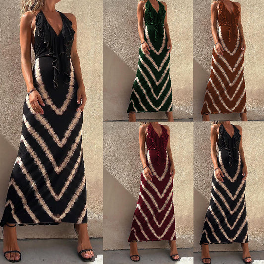 Women's Clothing Sexy Print Sleeveless V-neck A- Line Dress