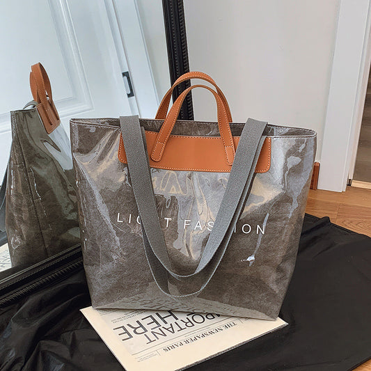 Fashion Tote Bag Special Texture Sewing Line Letter Shoulder Bag