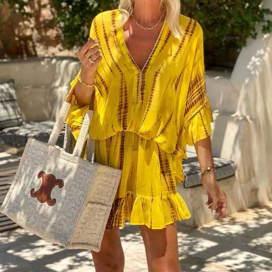 Women's Fashion Bohemian Short Print Dress