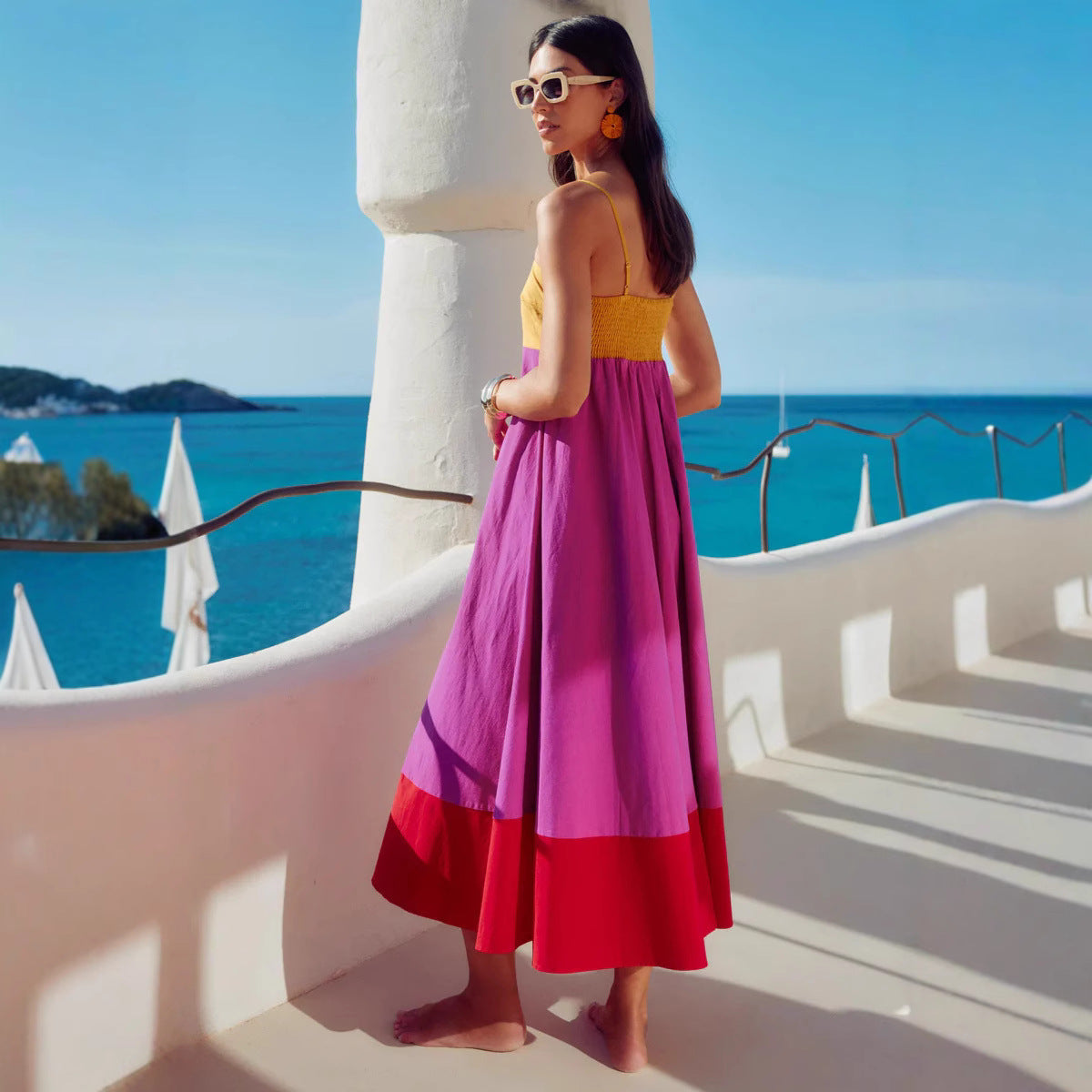 European And American Seaside Vacation Style Long Dress Temperament Camisole Dress