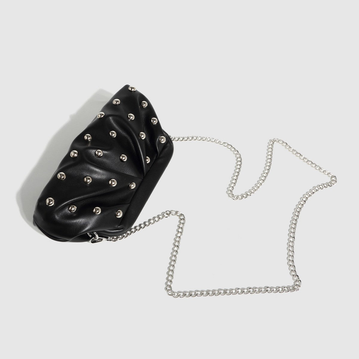 Pleated Dumpling Bag Rivet Chain Shoulder Messenger Bag