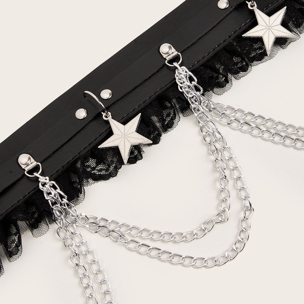 Dark Chain Punk Belt Female Hip Hop Lace Patchwork Easy Matching Fashion With Dress