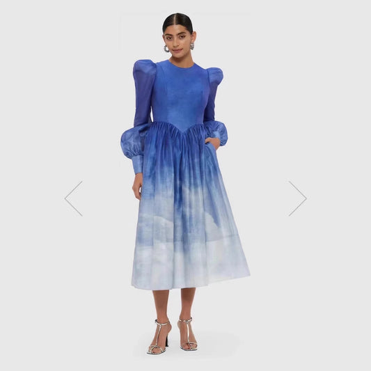 Dress Women's Fashion Gradient Design Round Neck