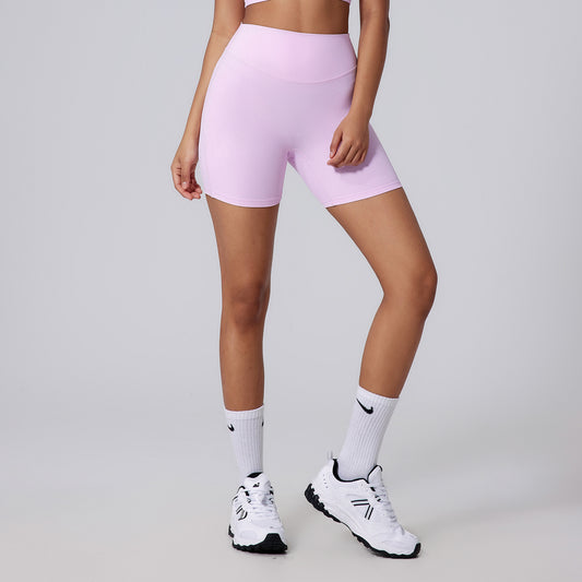 Peach Pleated Hip Raise Yoga Pants High Waist
