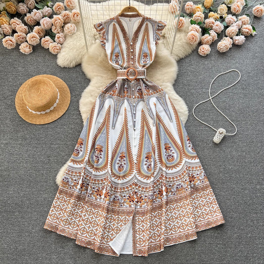 Women's Fashion Printed Temperament Slim Dress
