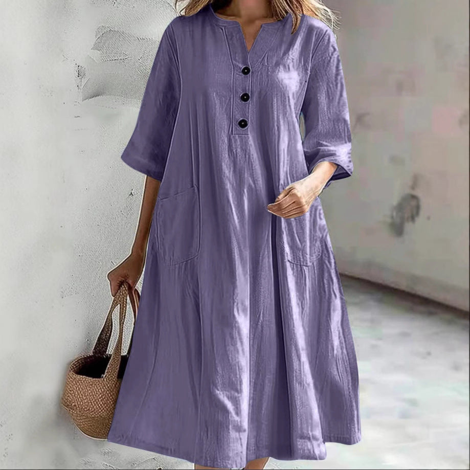 Cross Border Dress Loose Three-button Pocket Jumpsuit