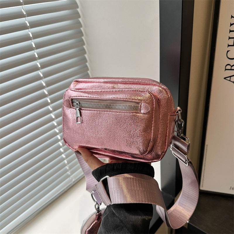 Simple Casual Wide Shoulder Strap Western Style Crossbody Shoulder Commuter Small Square Bag