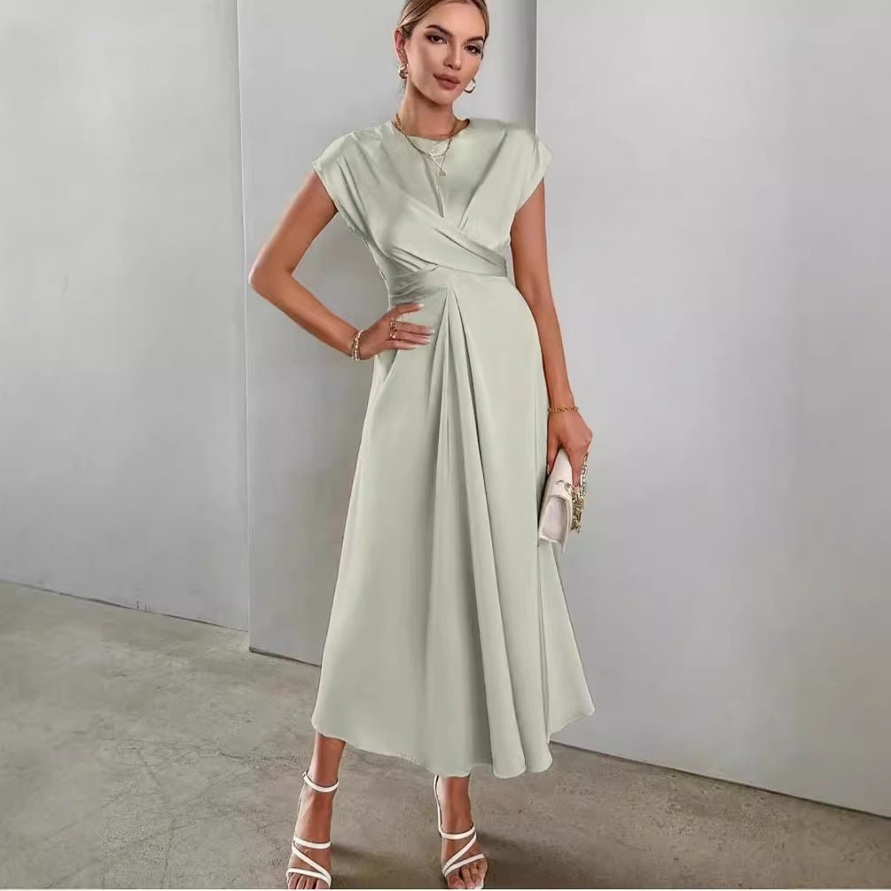 Women's Lace-up Satin Sleeve Dress