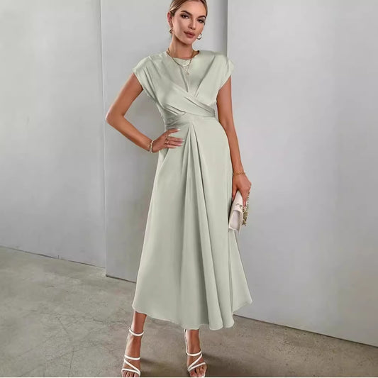 Women's Lace-up Satin Sleeve Dress
