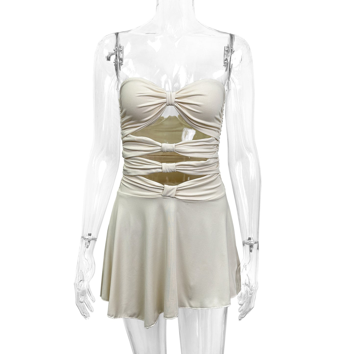 Cold-shoulder Sleeveless Hollow-out Tube Top Dress