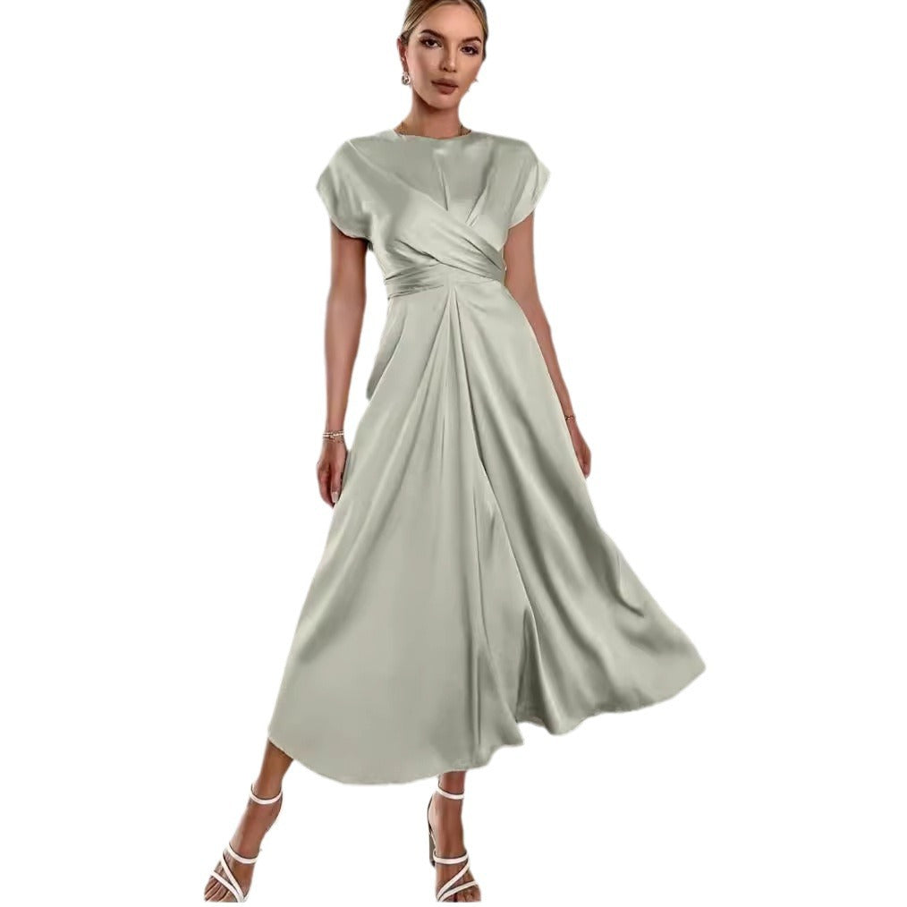 Women's Lace-up Satin Sleeve Dress