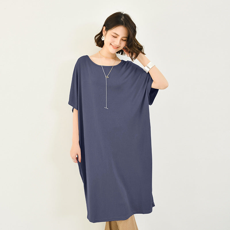 Crew-neck Batwing Sleeve Loose Dress