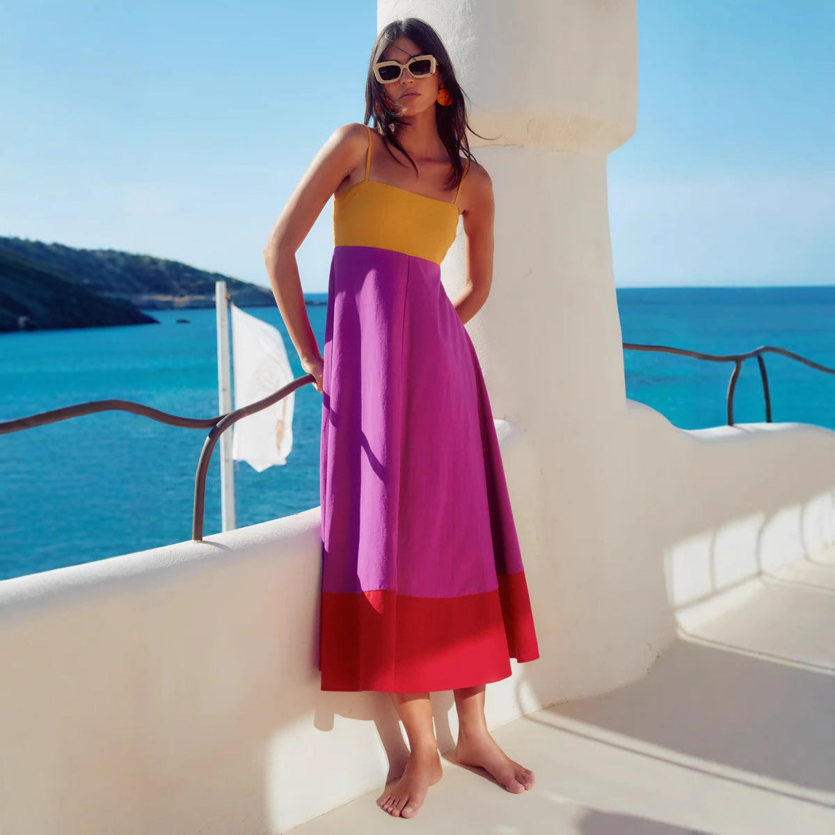 European And American Seaside Vacation Style Long Dress Temperament Camisole Dress