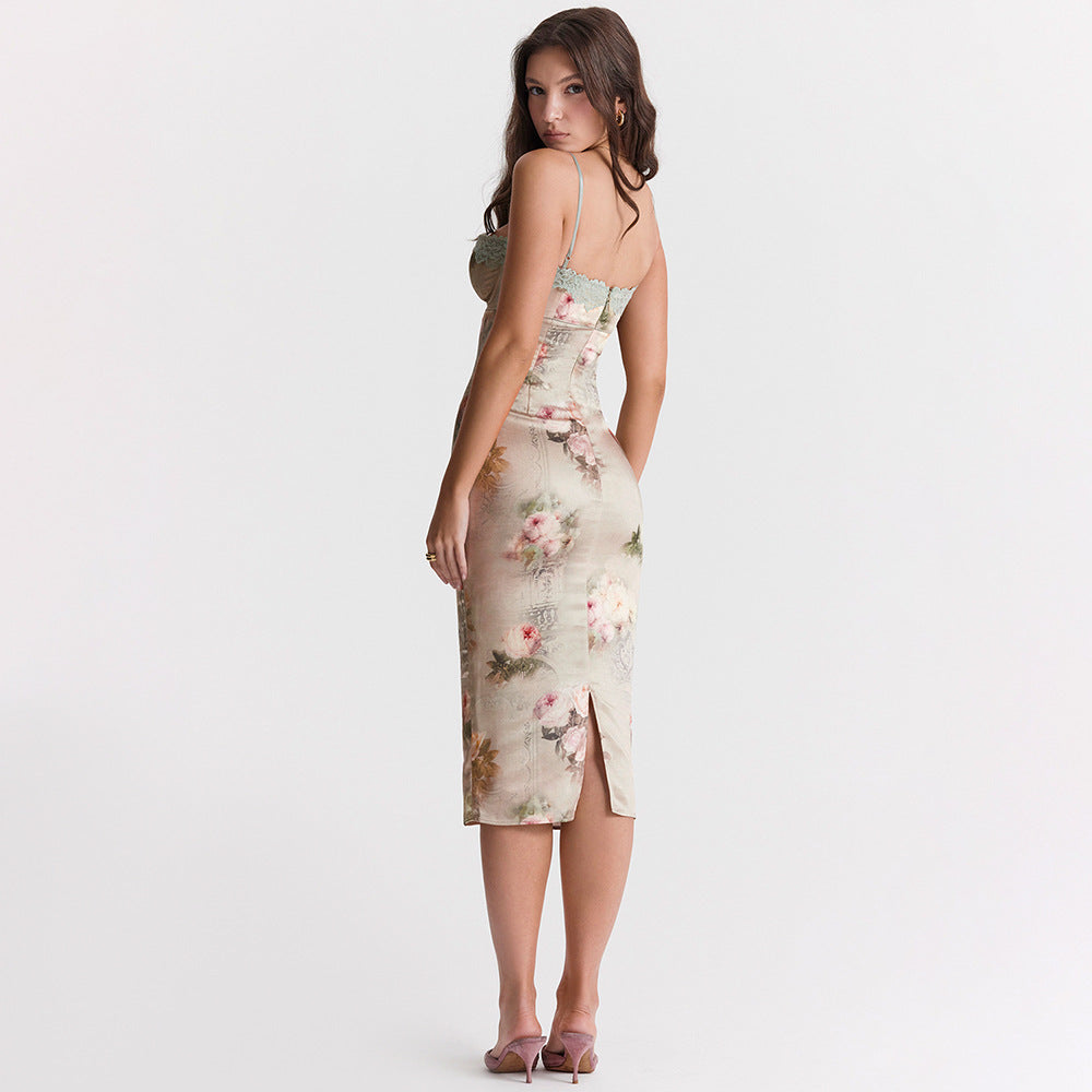 New Lace Sling Backless Sheath Dress