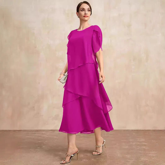 Women's Loose Belly-covering Layers Of Chiffon Dress