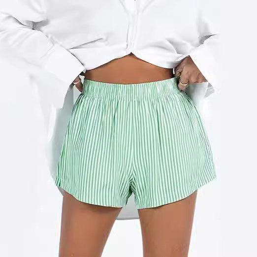 Fashion Loose Pockets Striped Shorts Women's Clothing