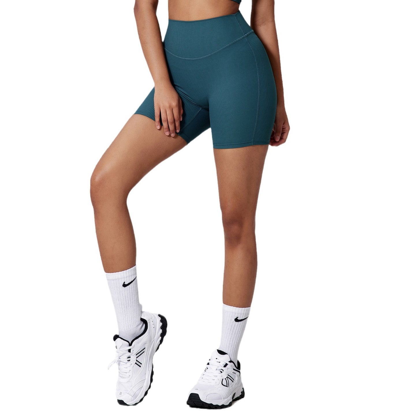 Peach Pleated Hip Raise Yoga Pants High Waist