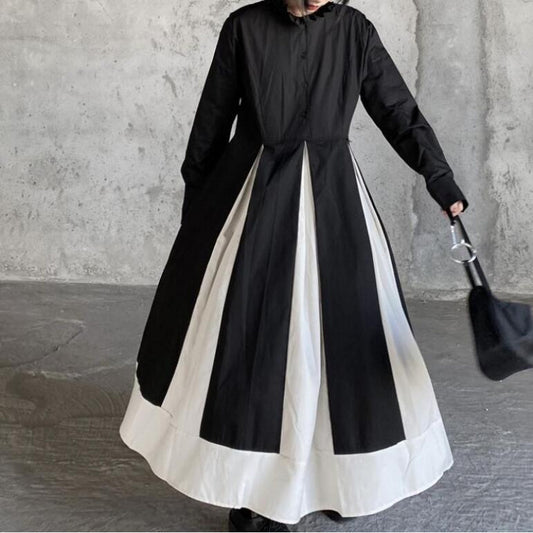 Black And White Contrasting-color Dress Children