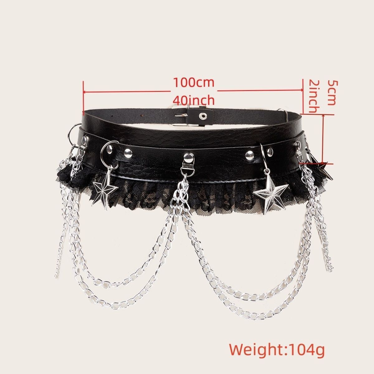 Dark Chain Punk Belt Female Hip Hop Lace Patchwork Easy Matching Fashion With Dress