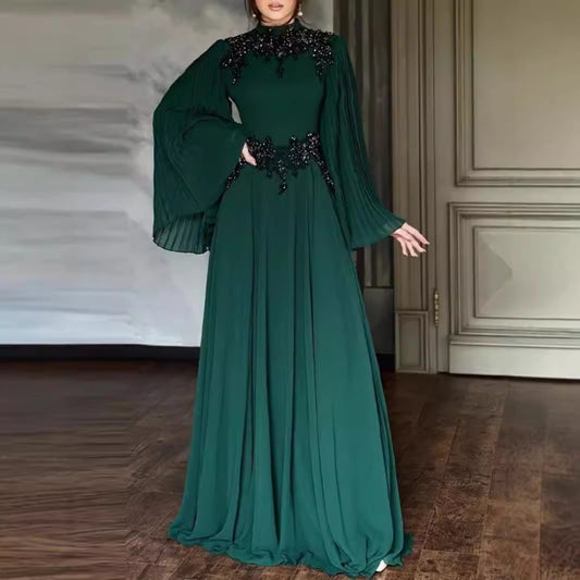 Autumn And Winter New Middle East Lace Robe Evening Gown