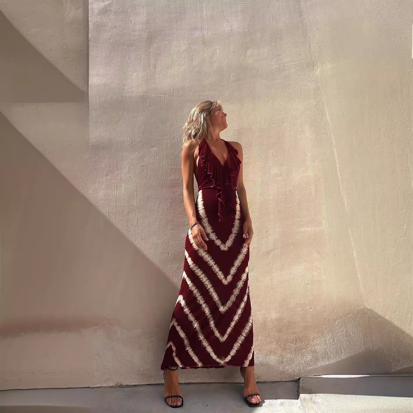 Women's Clothing Sexy Print Sleeveless V-neck A- Line Dress