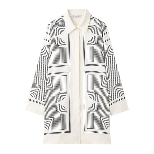 Casual Printing Diagonal Cloth Shirt Dress