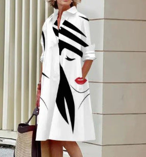 Colorful Blooming Summer Comfortable Shirt Dress