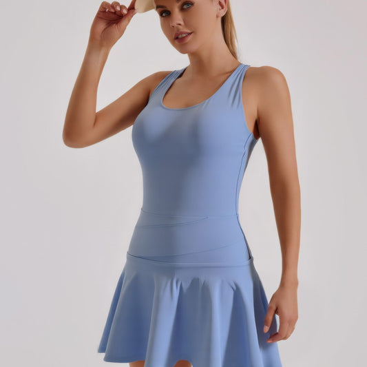 Women's Summer New Nude Feel Anti-exposure Sports Dress Women