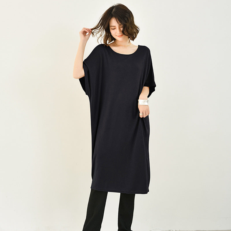 Crew-neck Batwing Sleeve Loose Dress