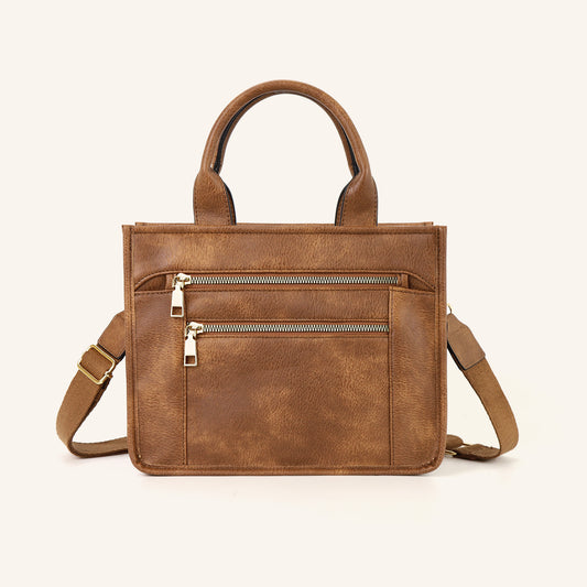 Travel Plaid Tote Bag With Shoulder Strap