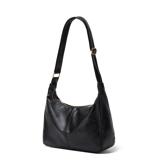 Women's Solid Color Retro Large Capacity Shoulder Tote Bag
