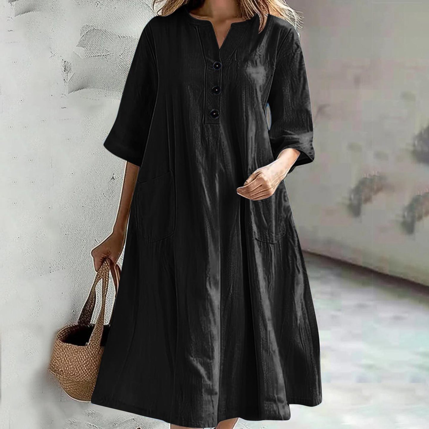 Cross Border Dress Loose Three-button Pocket Jumpsuit