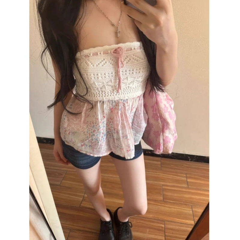 Spring And Summer Design Sense Hollow-out Tube Top Vest