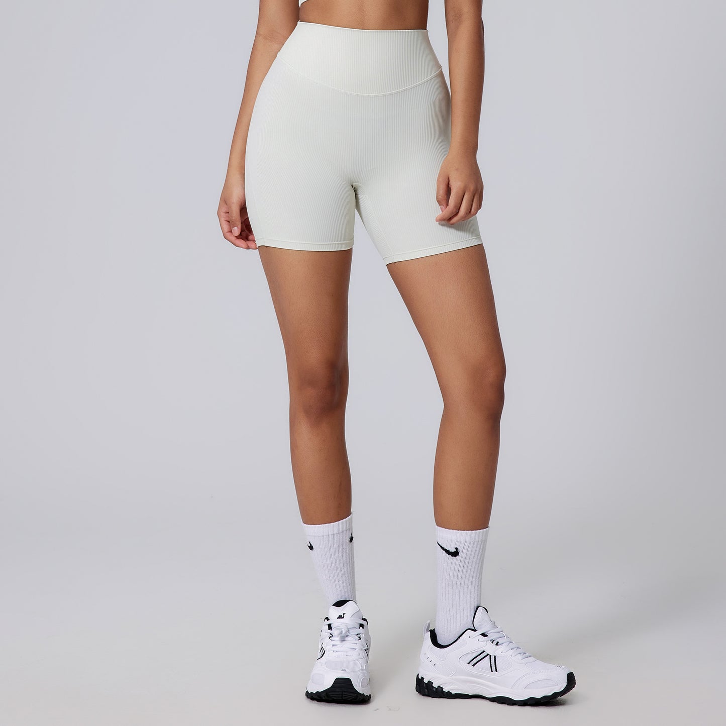 Peach Pleated Hip Raise Yoga Pants High Waist