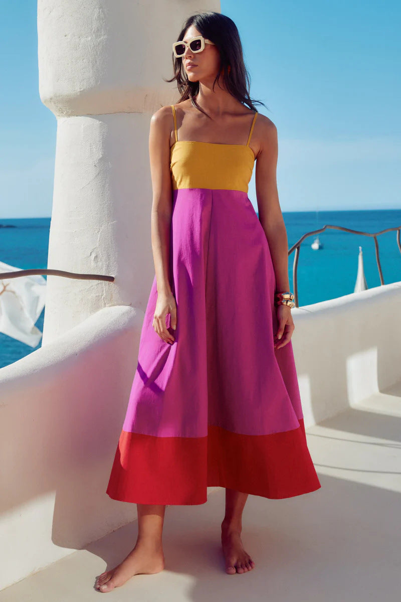 European And American Seaside Vacation Style Long Dress Temperament Camisole Dress