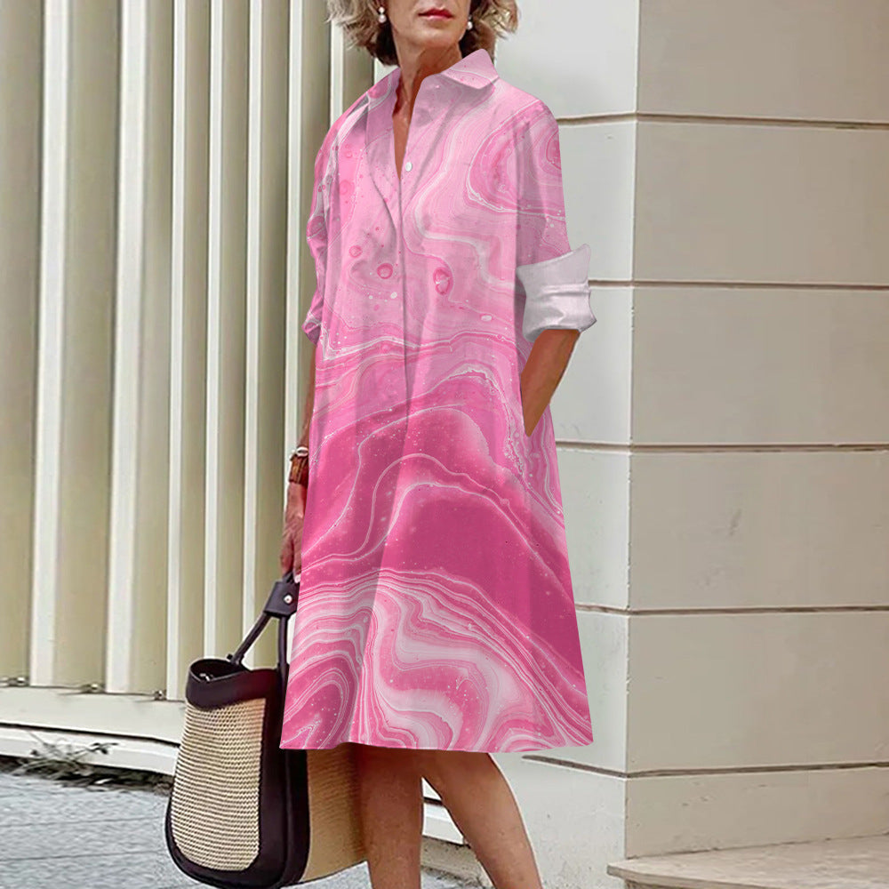 Colorful Blooming Summer Comfortable Shirt Dress