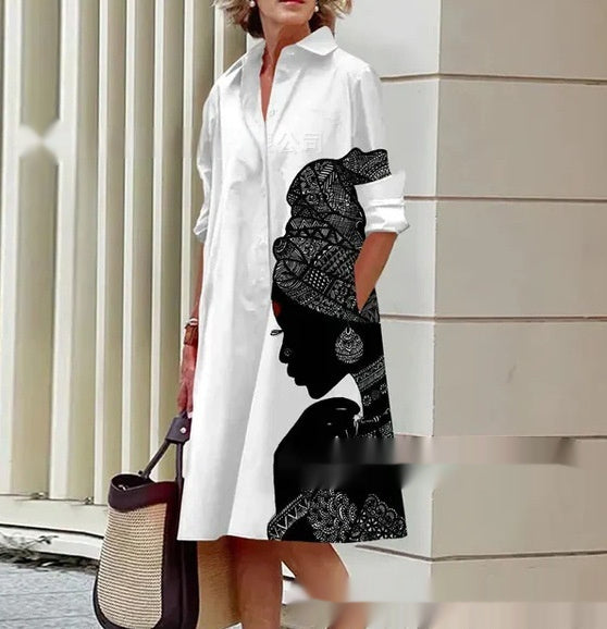 Colorful Blooming Summer Comfortable Shirt Dress