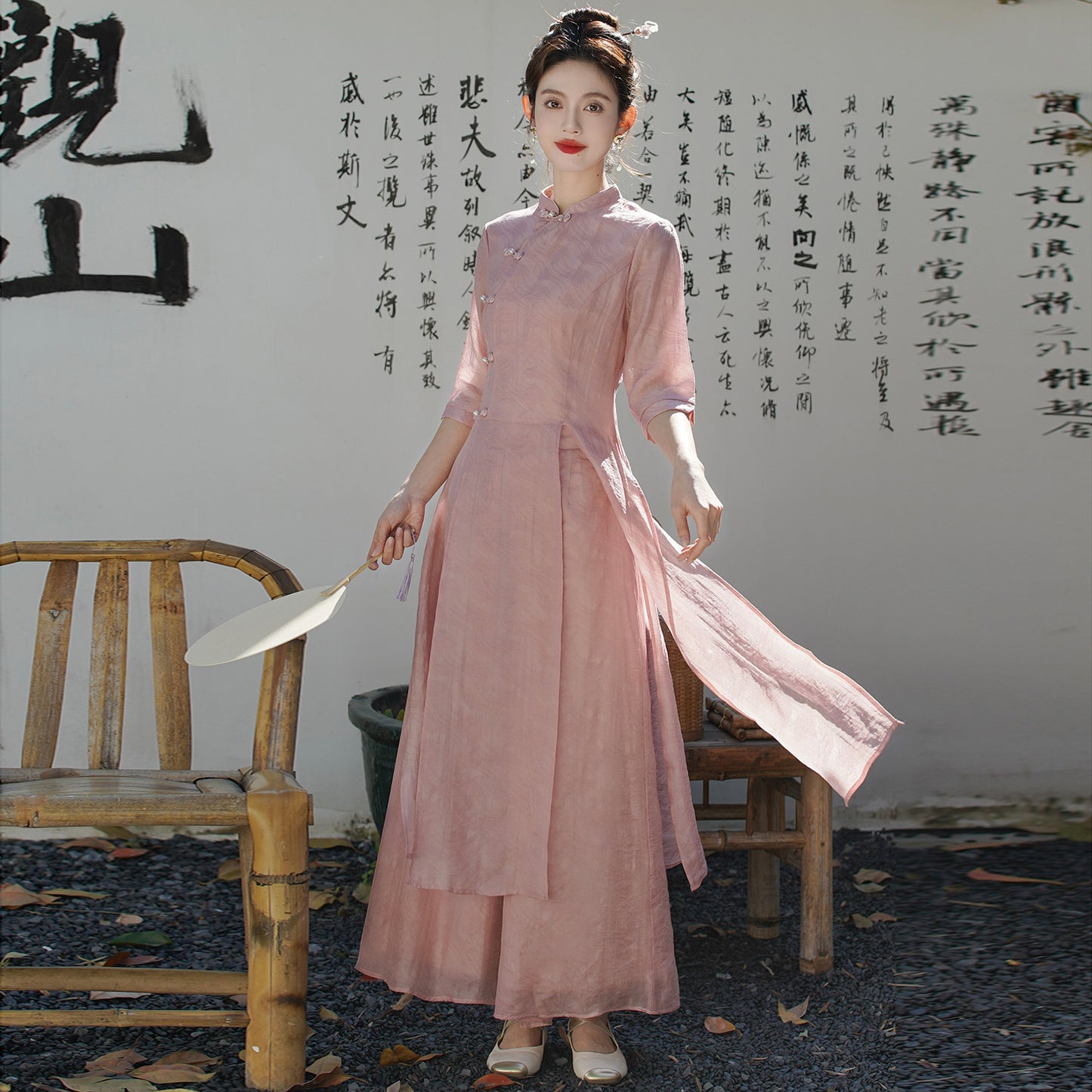 Zen Plate Buckle Women's Chinese Tea Clothing Dress