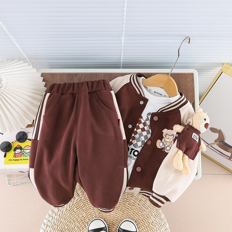 Children Fashionable Long Sleeve Three-piece Sweater Set