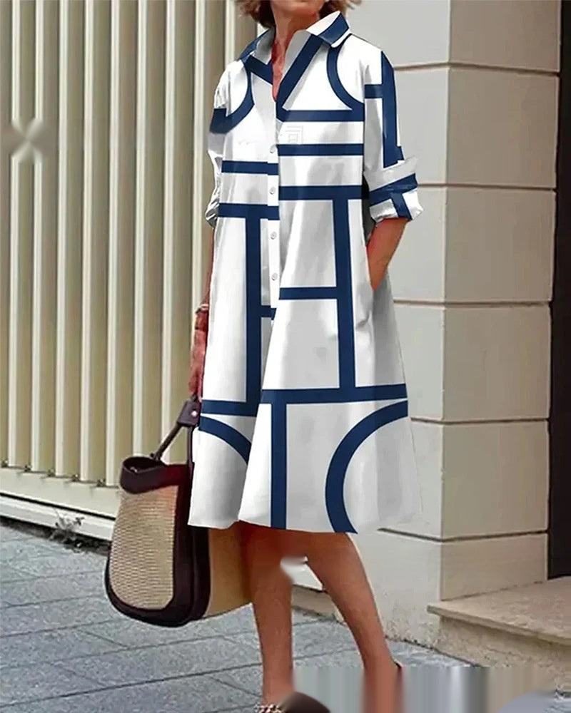 Colorful Blooming Summer Comfortable Shirt Dress