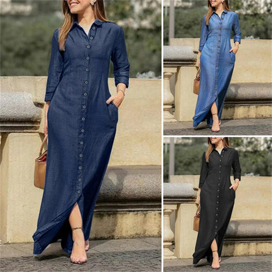 Spring Women's New Long And Large Denim Skirt, Women's Dress Set