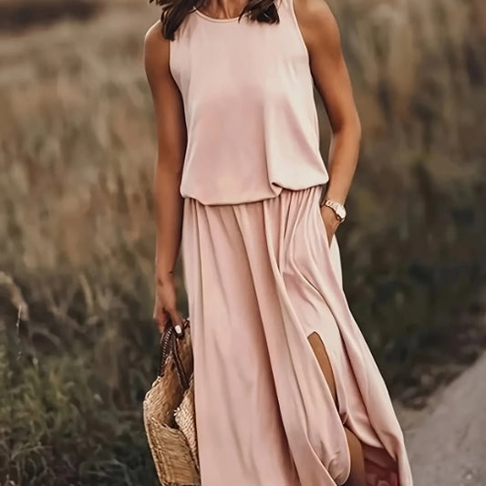 Women's Fashion Casual Round Neck Sleeveless Dress
