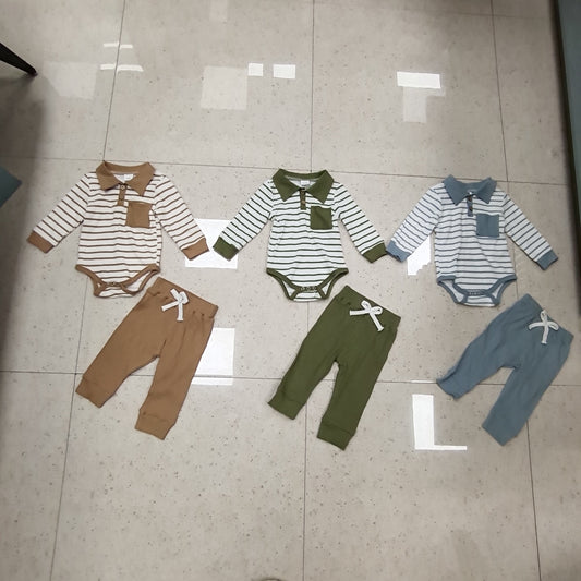 Striped Sunken Stripe Long Sleeve Trousers Suit