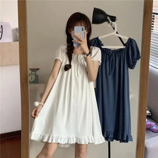 Pajamas Women Summer Set Simple Short Sleeves With Chest Pad
