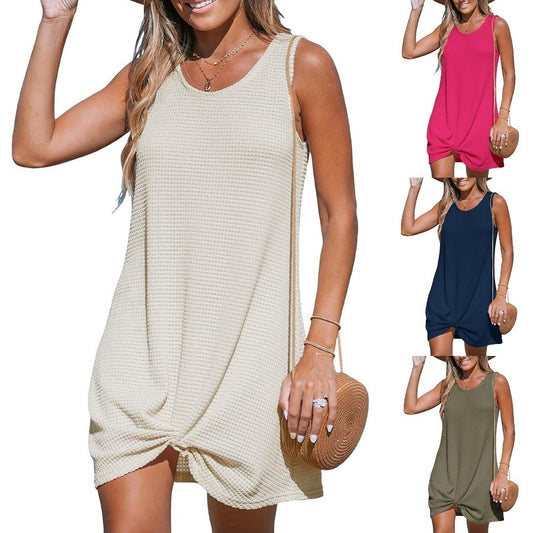 Women's Sleeveless Blouse Waffle Kink Beach Dress