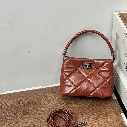 Handbag Women's Diamond Top Layer Cowhide
